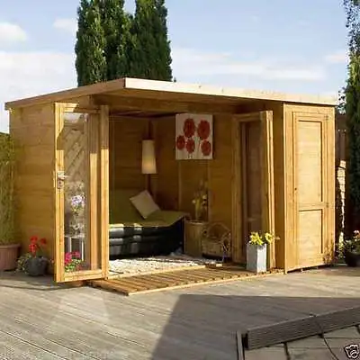 12ft X 8ft GARDEN SUN ROOM OFFICE BI-FOLDING DOORS SUMMERHOUSE SIDE STORE SHED • £1859.94