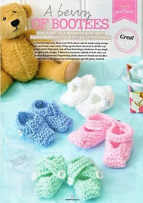 ~ Pull-Out Baby Knitting Pattern For Four Pairs Of Sweet Little Baby Shoes ~ • £1.85