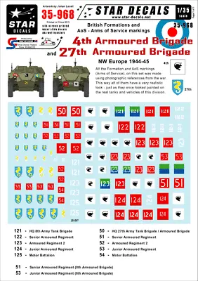 Star Decals 35-968 British 4th & 27th Armoured Brigade. Formations SCALE 1/35 • £8.99