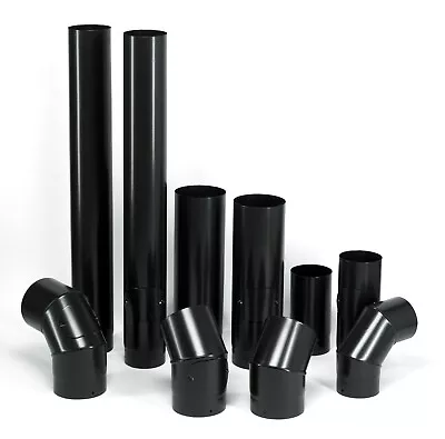 £27.99 • Buy Stove Flue Pipe Kit Satin Matt Black Flue 4  5  And 6 Inch 100mm, 125 & 15omm