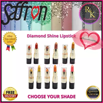 Saffron London Diamond Shine Lipstick - 6 Glamorous Shades - High Shine • £2.99