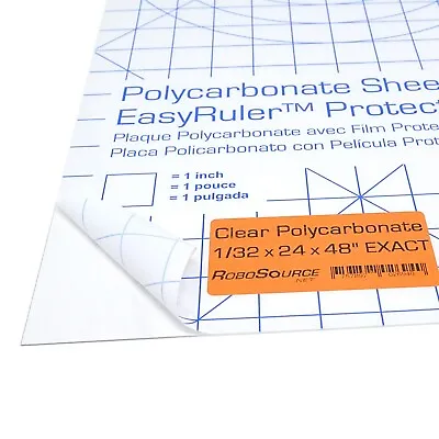 Polycarbonate Plastic Sheet 24  X 48  X 0.030  (1/32 ) Exact With EasyRuler Film • $25.49