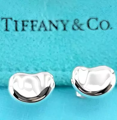 TIFFANY & CO. Elsa Peretti Bean Earrings Silver 925 Rare Signed Authentic Japan • $199.95