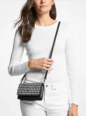 Michael Kors Jet Set Houndstooth Crossbody Bag Black/White • $110