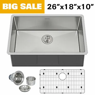 Hykolity 26 X18 X9  Undermount Kitchen Sink 16 Gauge Stailess Steel Single Bowl • $99.99