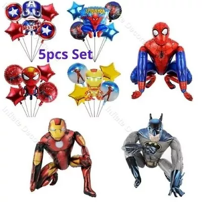 Large 3d Batman Spiderman Iron Man Foil Balloon Birthday Party Self Stand Mylar • £2.45