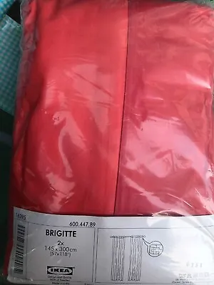 Vintage Ikea 100% Cotton Curtains In Wrapper Unused BRIGITTE 3 Metre Shades Red • £12