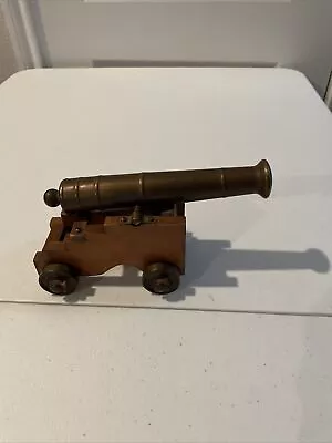 Brass Model Cannon On Wooden Carriage • $65