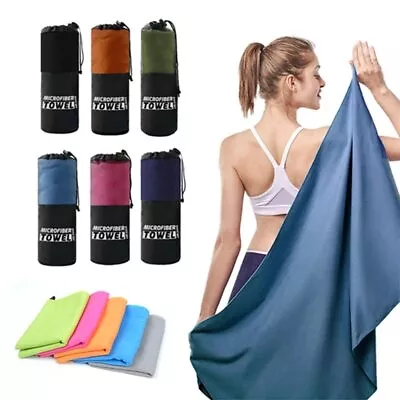 180 X 80cm Microfibre Beach Towel Ultra Absorbent Quick Dry Towel Bath Sheet • £4.58