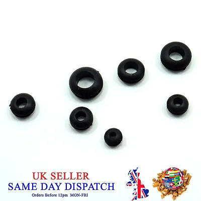 Double Sided Rubber Grommets Cable Ring Wire Open Hole Black • £2.17