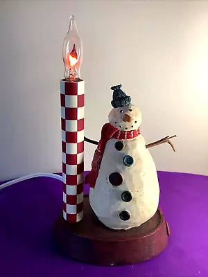 Vintage Snowman With Lighted Lamp Post Electric Figure     36 • $29.99