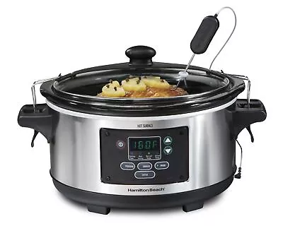 Hamilton Beach Portable 6 Quart Set & Forget Slow Cooker Stainless Steel • $57.79