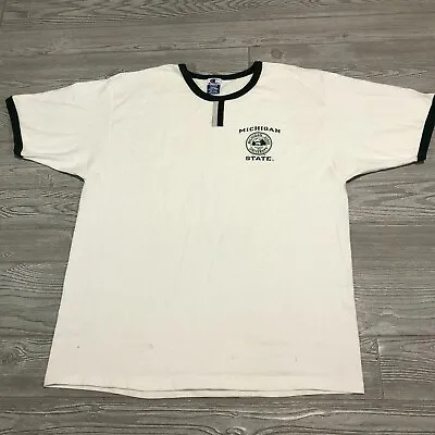 Michigan State Shirt Mens XL White Vintage Champion Ringer Spartans USA 4849 • $14.96