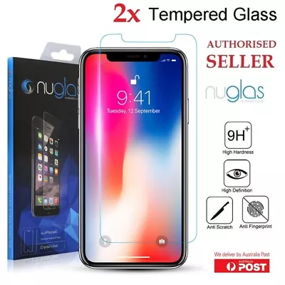$7.94 • Buy 2x Nuglas Tempered Glass Screen Protector For IPhone14 13 12 11 Pro XS Max 8 6 +
