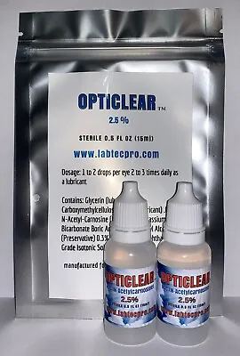 Cataract Eye Drops With 2.5% NAC N-Acetylcarnosine 15ml Vial 2 Pack! • $19.50