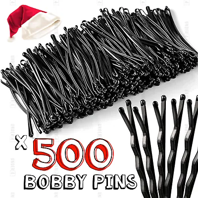 £4.22 • Buy 500pk Hair Grips Black Bobby Pins Waved Hairpins Styling Clips Slides Salon UK
