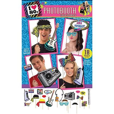 Rubies 1980's 80s Photobooth Kit X 18 Pieces Social Media Party Decor • £8.69