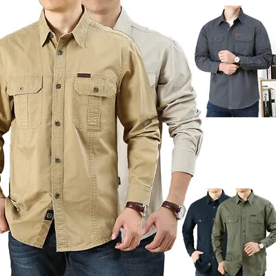 Army Tactical Shirt  Men Long Sleeve Shirts Summer Military Outdoor Casual Shirt • £18.24