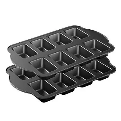 2 Pack Non-Stick Mini Loaf Pan Carbon Steel Baking Bread Pan 8-Cavity • $26.39