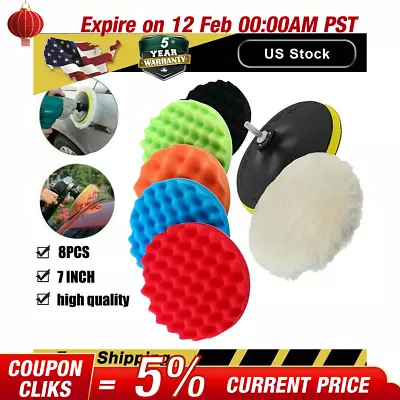 8Pcs 7 Inch Polishing Pads Sponge Waxing Foam Buffing Kit Car Polisher For Drill • $12.99