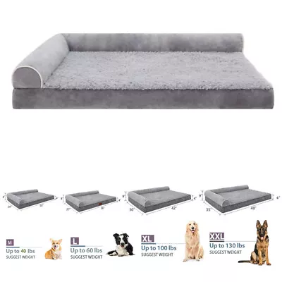 Gray M L XL XXL Dog Bed Memory Foam Pet Mattress With Removable Cover & Bolster • $29.99