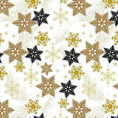 Christmas Fabric | Jingle & Mingle Metallic Snowflake Toss White | Blank YARD • $10.98