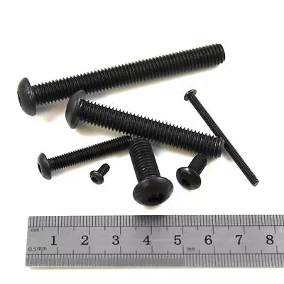 £8.29 • Buy M4 BLACK GRADE 10.9 STEEL 6mm - 40mm HEX BUTTON HEAD MACHINE SCREWS