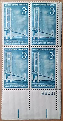 US Scott #1109 1958 The Mackinac Bridge 3 Cent Stamp Plate Block Of 4 Env#1 MNH • $4.99