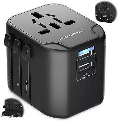 HEYMIX Universal Travel Adapter USB International Power Adapters Travel Plug • $29.99