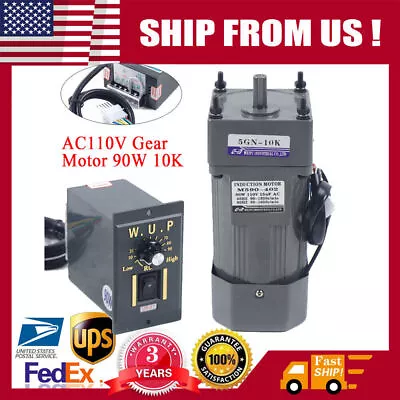 110V 90W AC Gear Motor Electric Motor Variable Reducer Speed Controller 1:10 US • $67.45