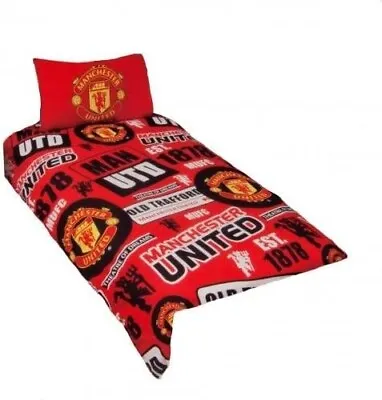 Manchester United 'Patch' Single Duvet Cover Bedding Set Reversible Cover • £23.99