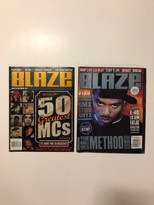 $85 • Buy LOT OF 2 RARE BLAZE MAGAZINE METHOD MAN NAS TUPAC VINTAGE HIP HOP RAP 90s