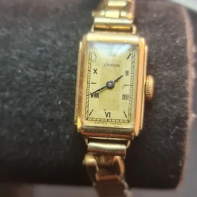 Antique Art Deco LAVINA Solid 9CT Rose Gold Swiss  Ladies Wrist Watch 30's Works • $240