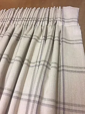 Laura Ashley Corby Check Interlined Curtains Hand Sewn Made To Measure All Cols • £450