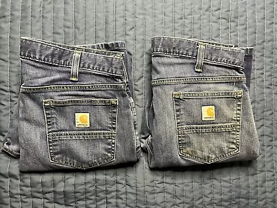 Carhartt 102804-498 Straight Leg Denim Jeans Lot Of 2 Size 36x32 Blue • $30