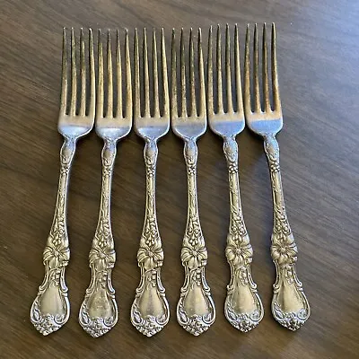 Set Of 6 Dinner Forks Floral By R. WALLACE Poppies 7.25” 1902 • $89.99