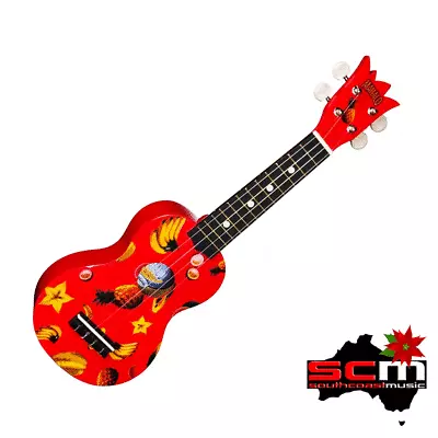 $69.99 • Buy Mahalo U1 RD Soprano Ukulele Kit Red Finish Pineapple With Gigbag Pro-SCM Setup