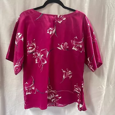 Vtg Nani Hawaiian Womens Shirt Purple Floral Smock Small • $39.99