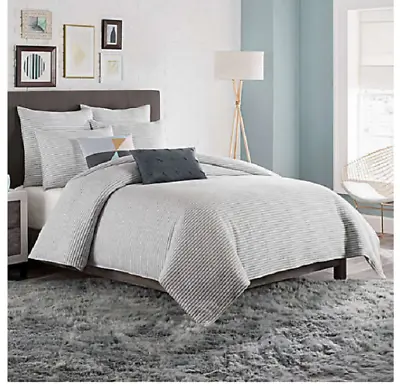 NEW KAS Room Brixton Duvet Cover Twin Grey Stripe Classic Style • £75.97