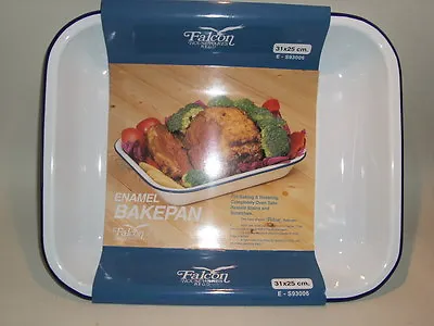 Falcon White Enamel Bakepan Roasting Dish Bake Pan 31cm X 25cm • £13.99