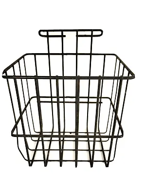 Vintage Wire Basket Black Metal Industrial Locker Heavy Gauge Storage Bin Strong • $24.77