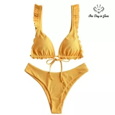 Zaful Ruffle Triangle Bikini Swimsuit Size M • £17.10