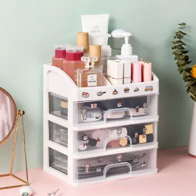 $18.95 • Buy 3-Drawers Storage Box Desk Makeup Case Organiser Container Cosmetic Organisation