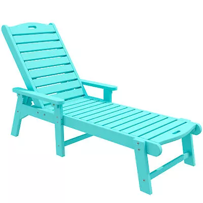 Outdoor Chaise Lounge Chairs +Adjustable Backrest Resin Patio Lounger 1pc Blue • $149.48