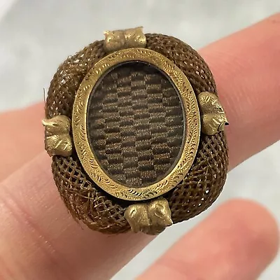 Antique Victorian 14k Gold Leaf Mourning Woven Hair Pin Brooch • $155.95