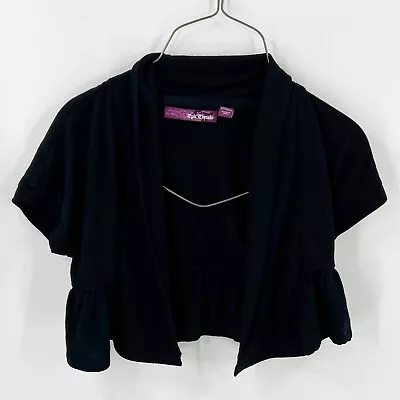 Epic Threads Girls Cropped Cardigan Top Sz S (8) Black Solid Open Front • $1.50