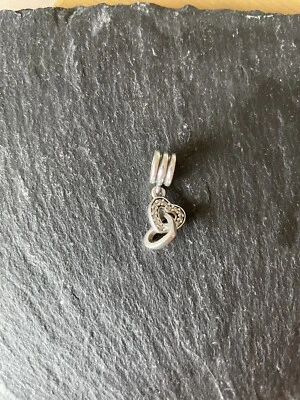 £9.70 • Buy PANDORA Sterling Silver Interlocking Hearts Pendant Charm - 791242CZ