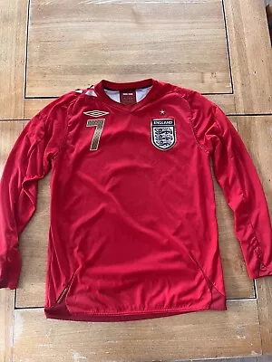 England 2006/2007/2008 World Cup LS Football Shirt #7 BECKHAM Umbro S Small • £50