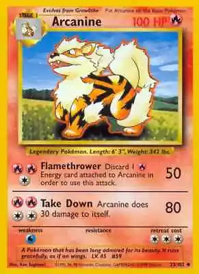 Pokemon TCG · Arcanine 23/102 · Base Set · Vintage WOTC (1999) • $2.99