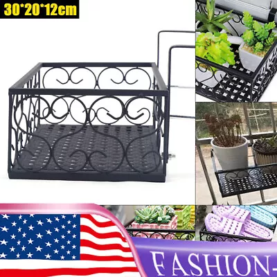 Metal Hanging Plant Basket Planter Flower Pot Holder Garden Balcony Decor Black • $19.93